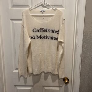 Gilli Embroidered Caffeinated Crewneck Sweater Womens Large NWT Oversized‎